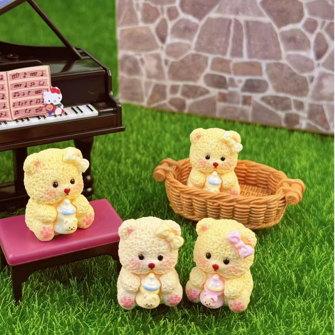 【开芯定制】奶瓶小熊 高品树脂仿真摆件 树脂DIY配件摆件