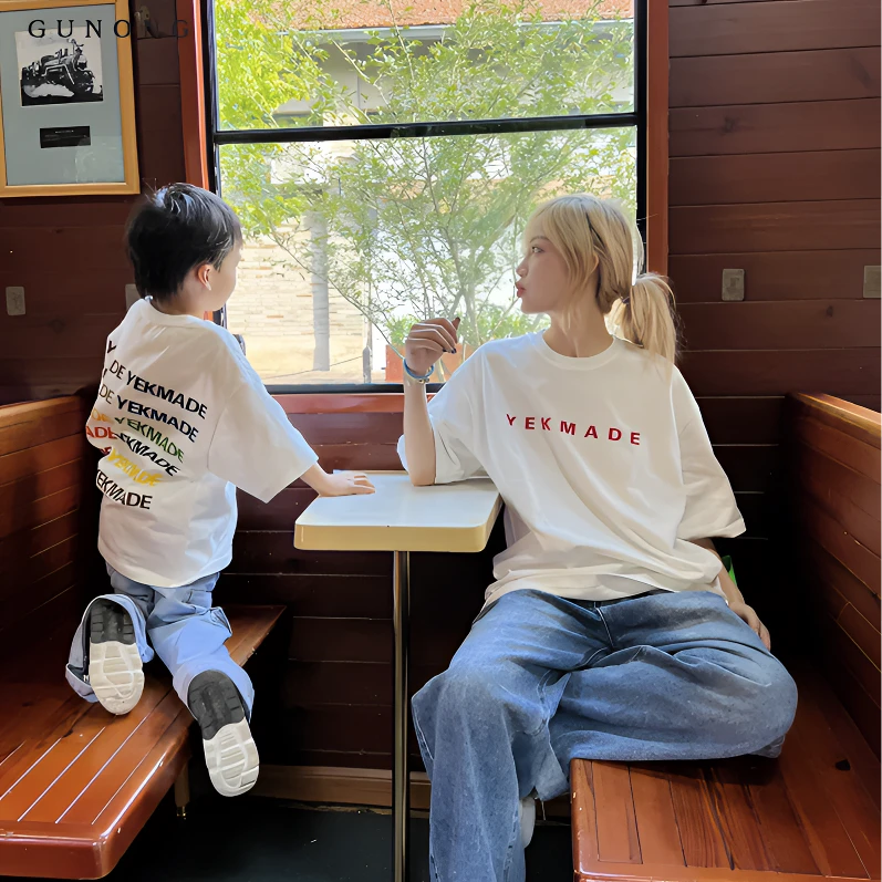 纯棉100%字母印花短袖T恤女童oversize宽松韩版上衣ins潮童装百搭