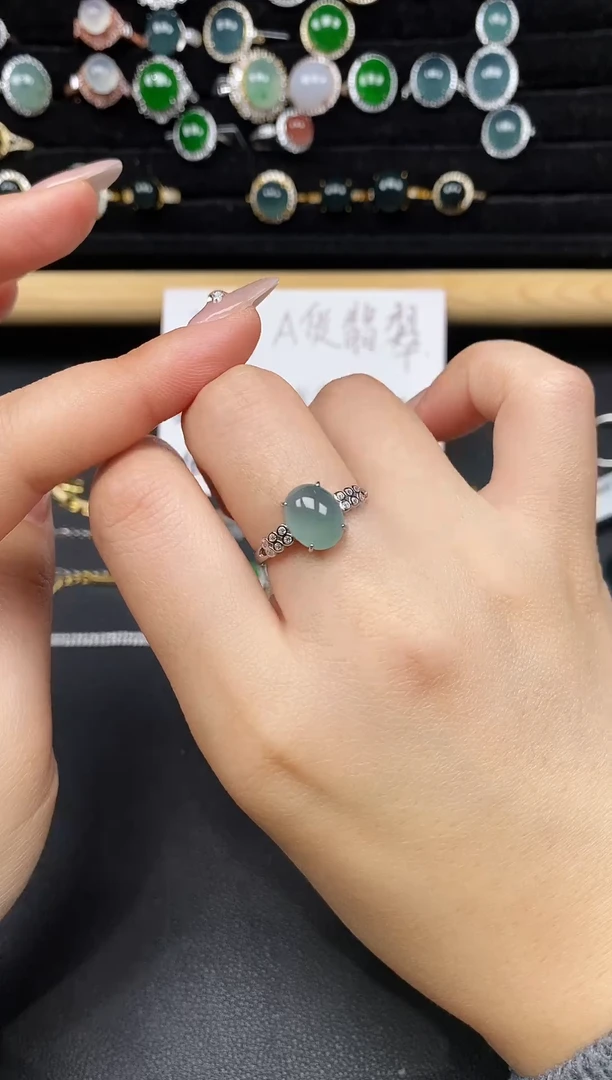 银S925镶嵌戒指翡翠3585
