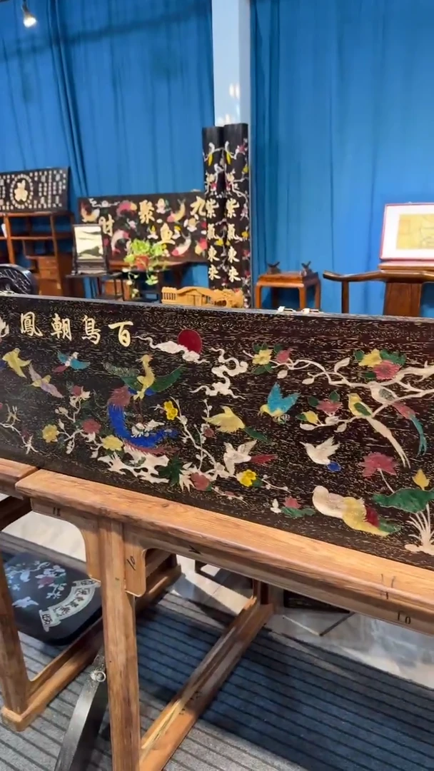木紫檀螺钿百鸟朝凤牌匾邵氏紫檀木艺