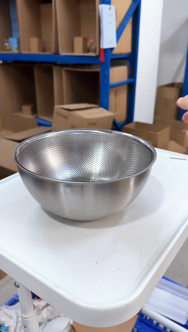 瓷片22cm不锈钢沙拉盆带网