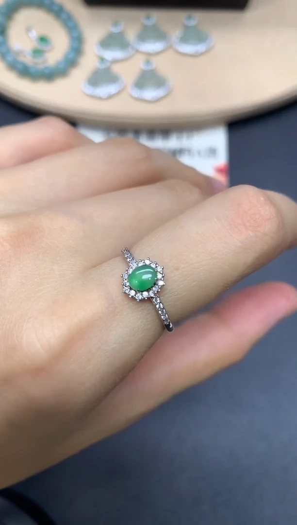 翡翠戒指银S925镶嵌蛋面【多样性发其一】