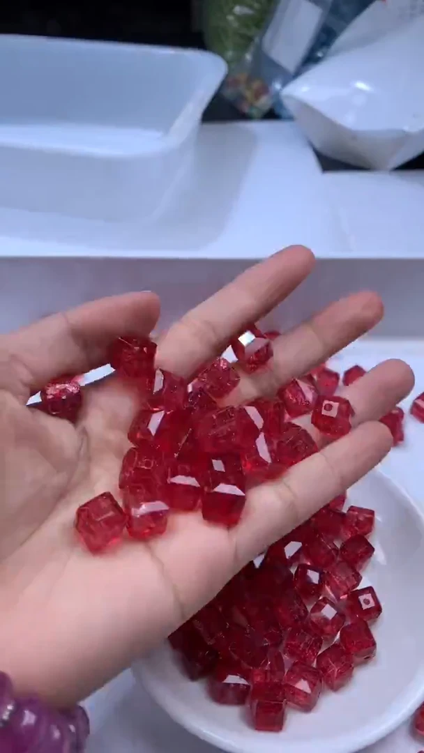 颈饰未镶嵌水晶W3185 红碧玺方糖10MM*8颗