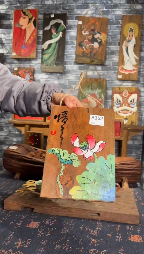 风化老门板丙烯画
