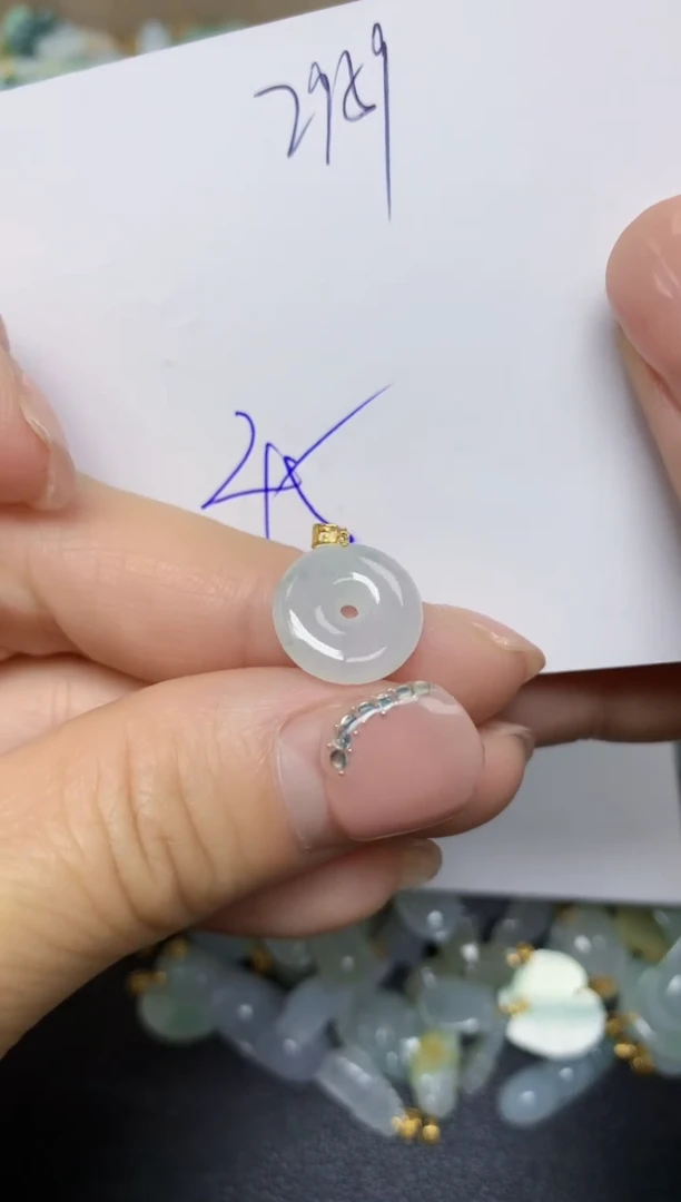 【闪购商品】翡翠挂件18K金镶嵌 天然翡翠A货