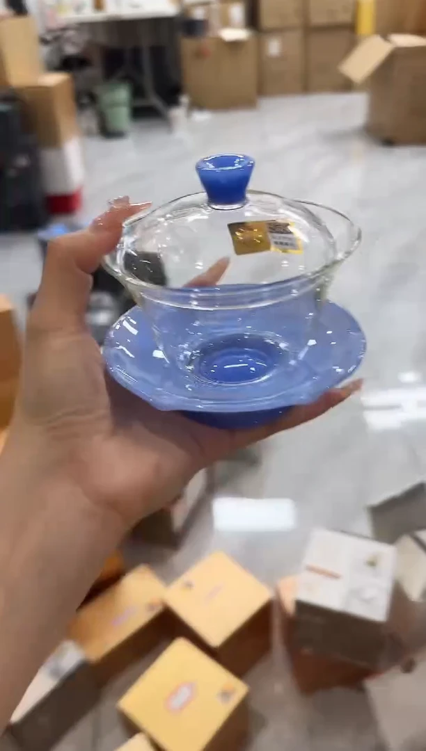 @@禾器荷叶盖碗雾蓝玉
