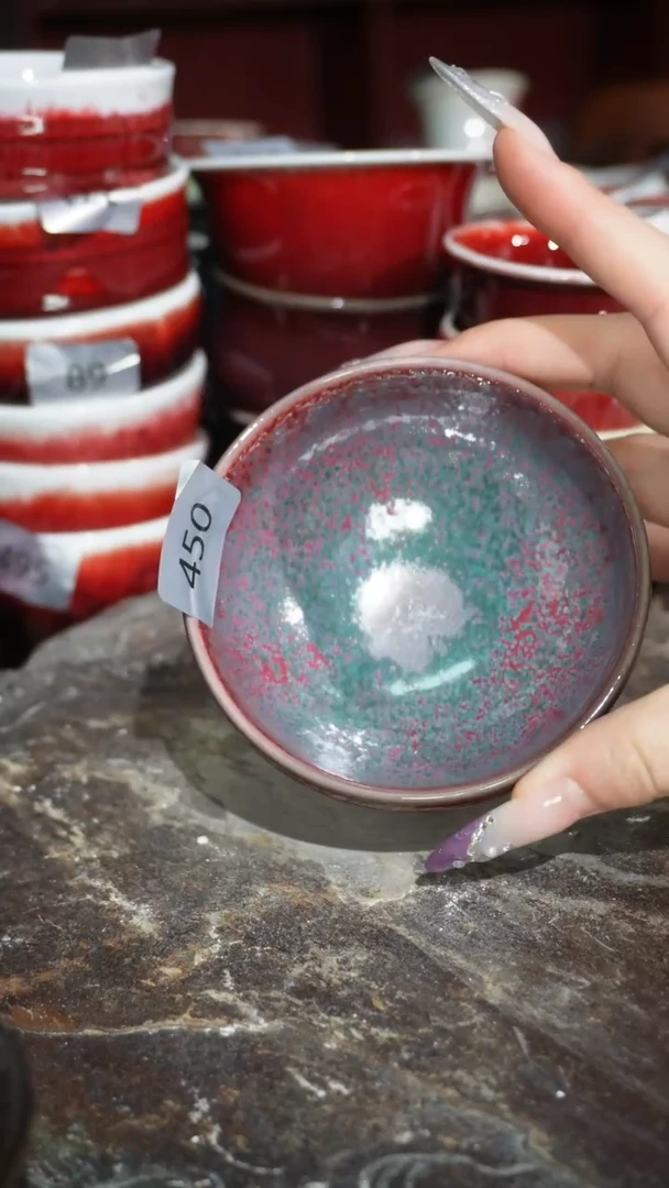 摆件陶精品窑变钧瓷茶器