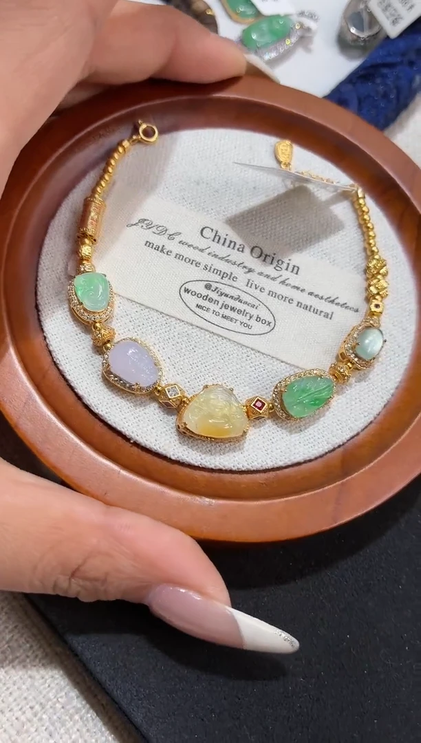 吊坠(不含链)银S925镶嵌翡翠手链