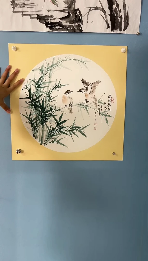 国画许宜锦花鸟竹子题材