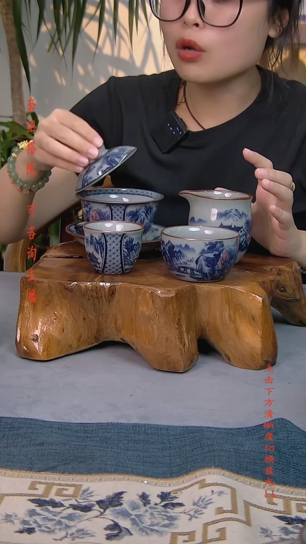 4件套陶瓷茶具老陶泥开片纹