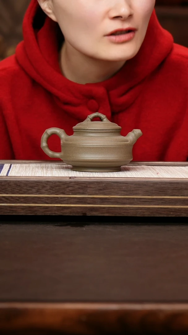 茶壶紫砂青段 双线竹鼓