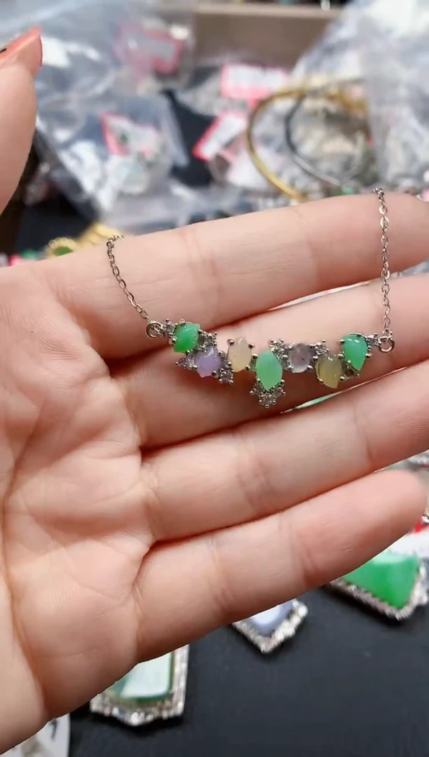 银S925镶嵌戒指翡翠天然A货缅甸翡翠