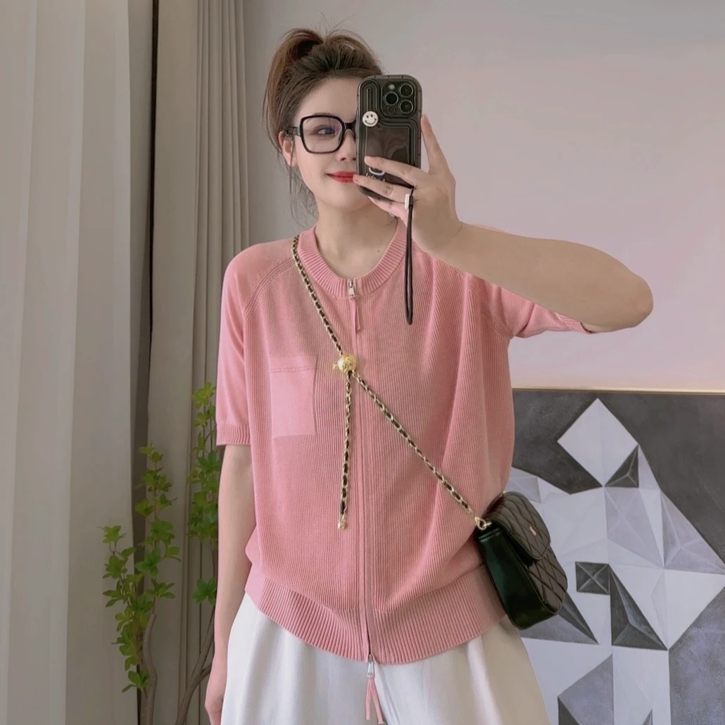 【货对版短袖】【高级货】莱赛尔天丝不扎人简约圆领夏季针织开衫2