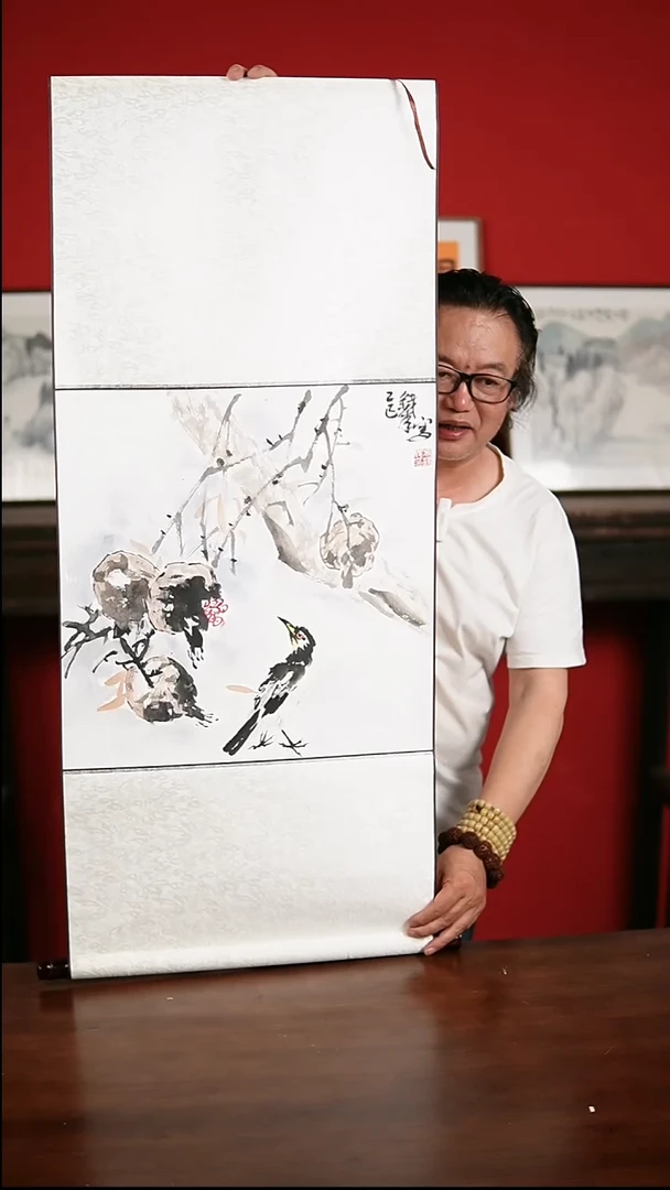 国画手绘手写卷轴发货