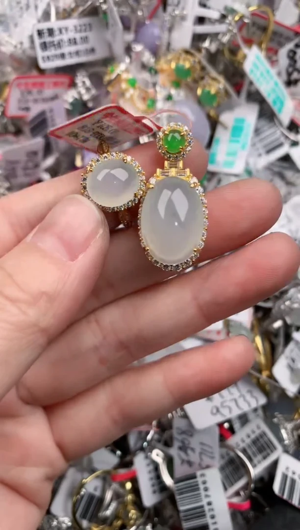 银S925镶嵌戒指翡翠12           7