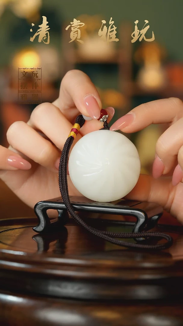 玉《蒸蒸日上小笼包》手把件摆件