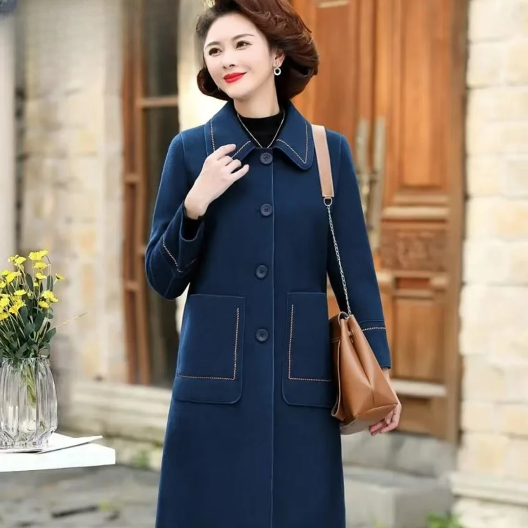 8693-中年妈妈装毛呢外套新款洋气高贵中老年人女装大衣B6-2-2