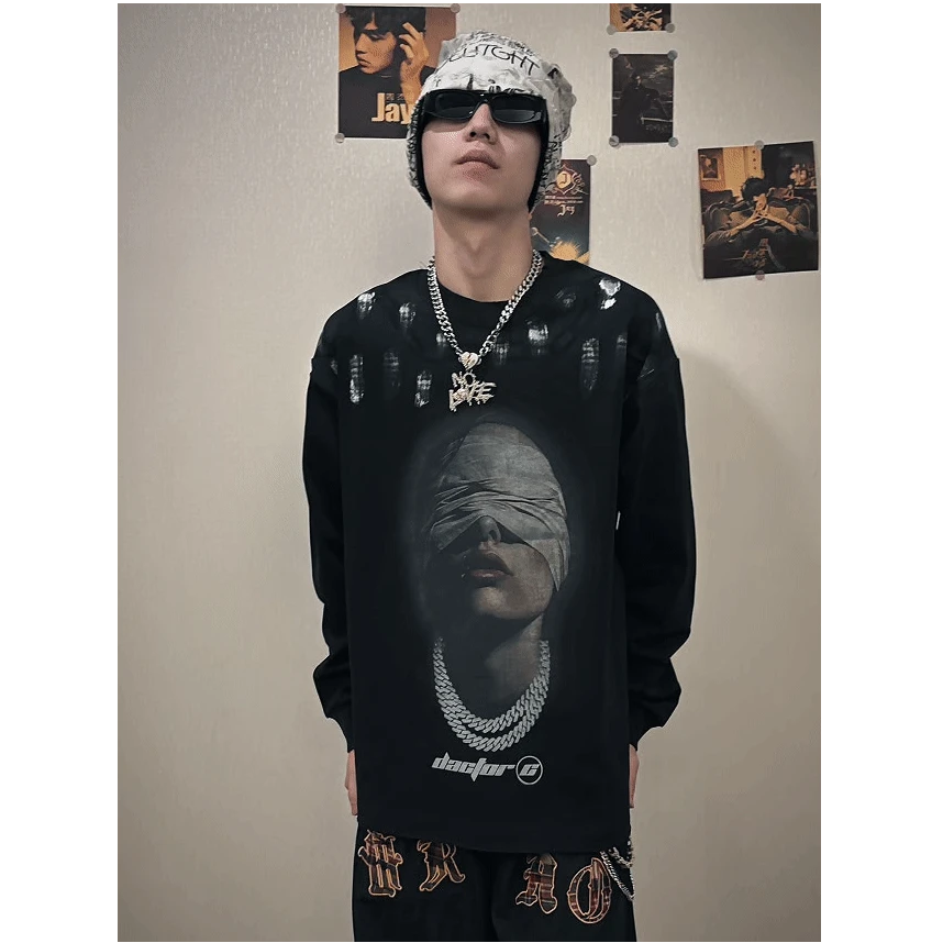 OUTFIT美式复古夏秋宽松大码情侣潮牌痞帅圆领上衣潮T街头