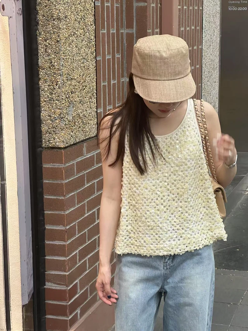 超高品手工亮片廓形背心 J25DX168