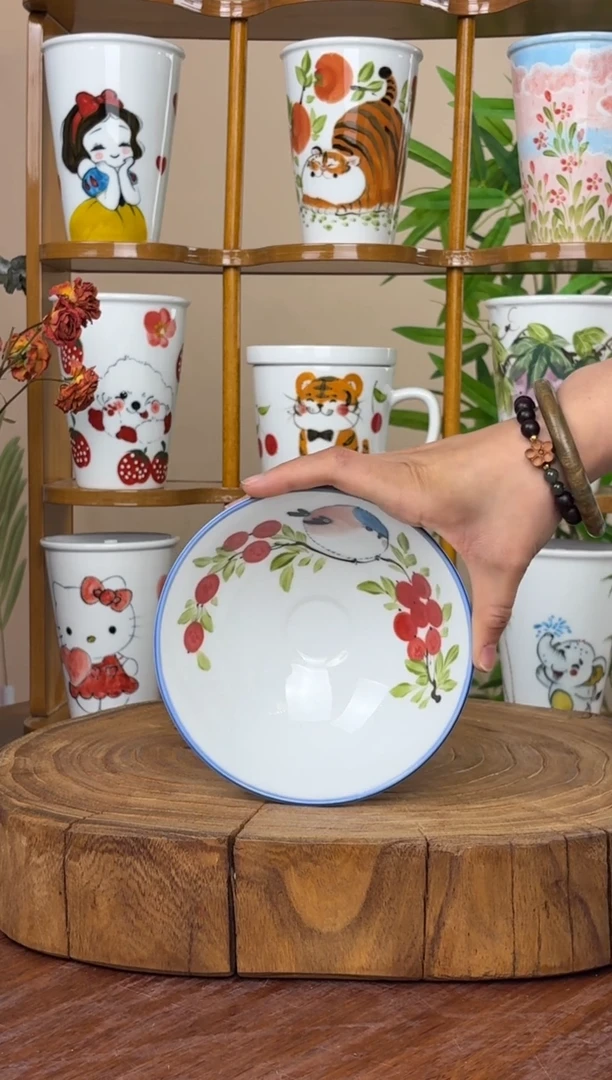 小*瓜景德镇手绘釉中彩（食品级）小斗笠碗