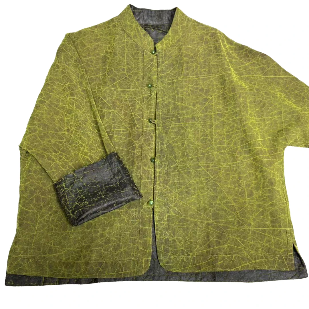 【蓝龟绿龟】 100桑蚕丝五年老料新中式国风正襟外套