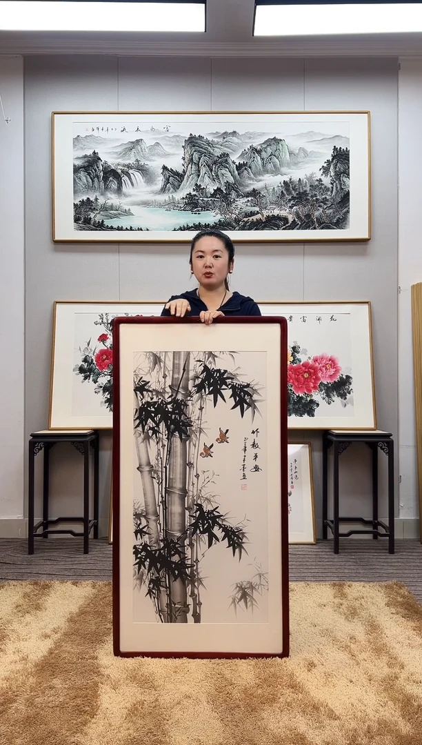 国画手绘墨竹122*62尺寸