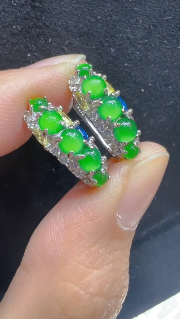 银S925镶嵌翡翠耳饰多样性团购发一件