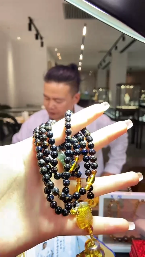 琥珀颈饰未镶嵌缅甸琥珀108