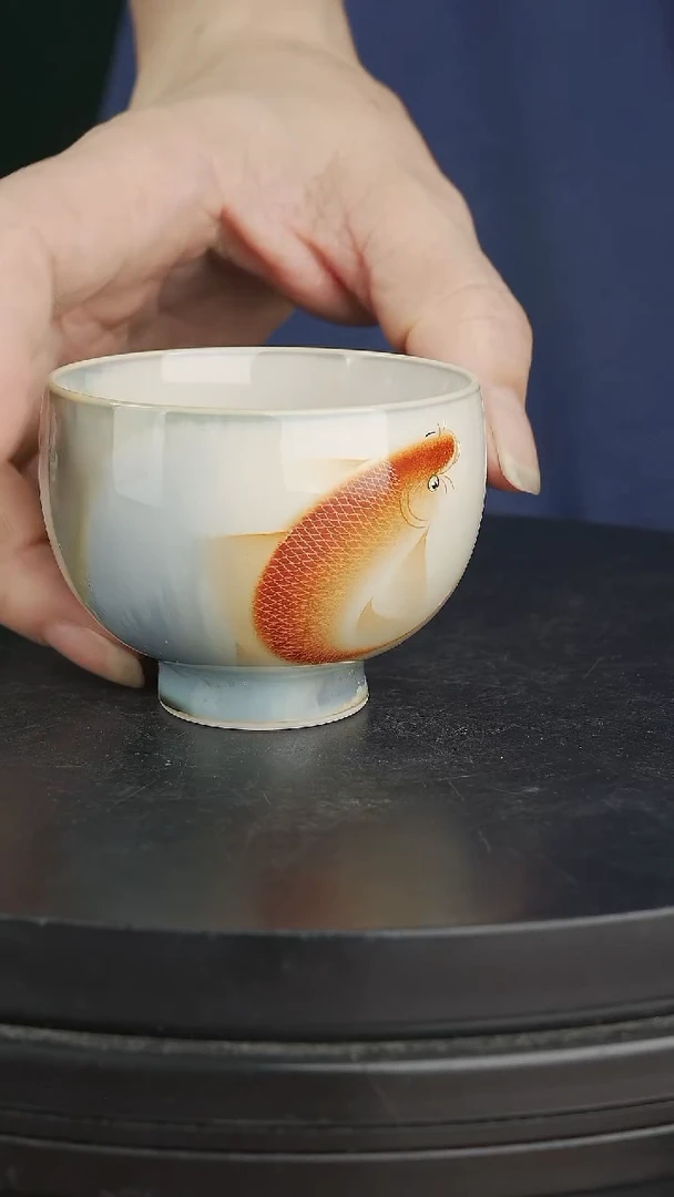 其他窑变釉金鱼杯