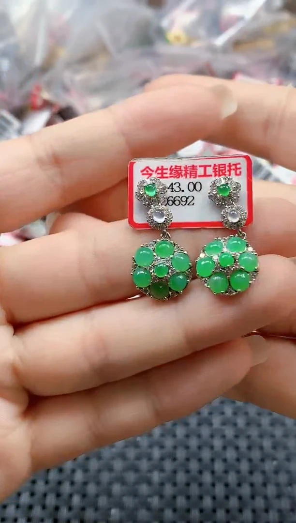 银S925镶嵌戒指翡翠天然A货缅甸翡翠