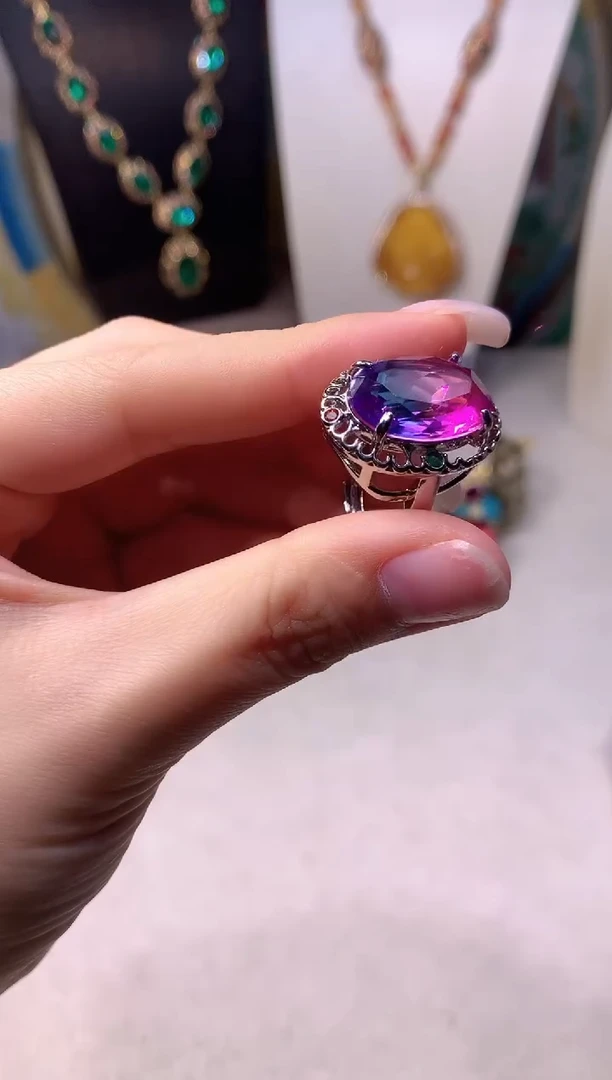 铁合金无紫蓝色戒指