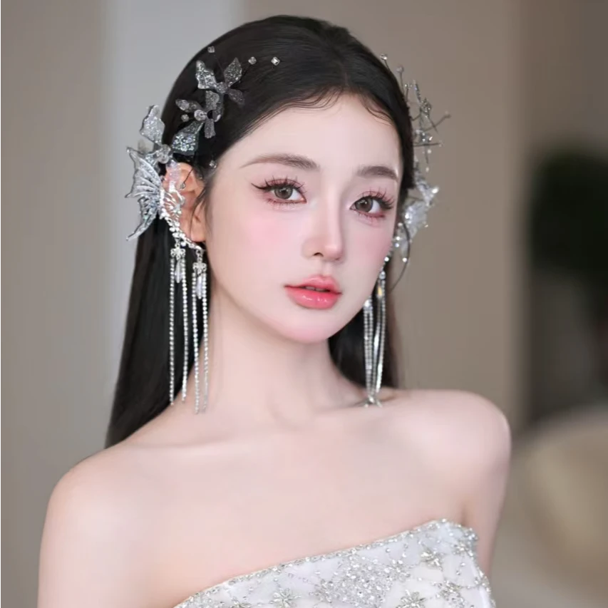 非金属亚克力耳饰 1015仙气精灵蝴蝶精致减龄设计款流苏耳挂耳环