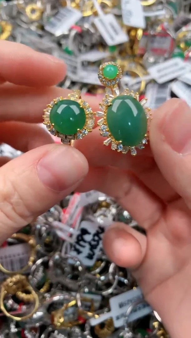 银S925镶嵌戒指翡翠222   10