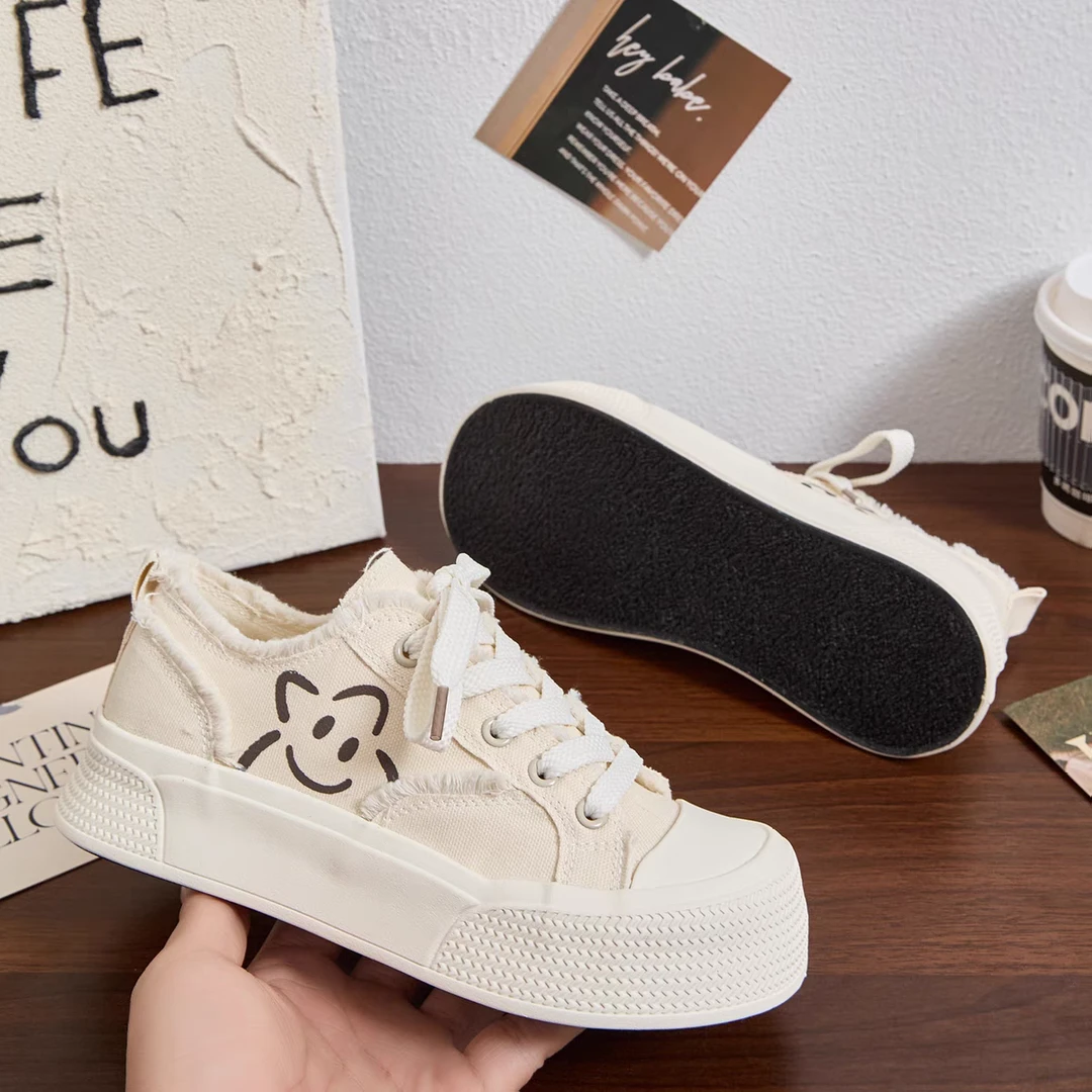 1222 百搭厚底帆布鞋女2025新款夏薄款轻便软底不累脚ins潮小白鞋