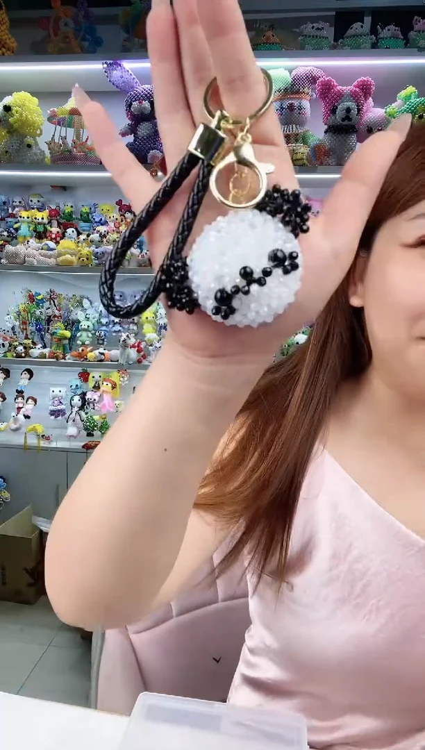 玻璃0440卡4熊猫挂件（镜子）+皮扣材料包