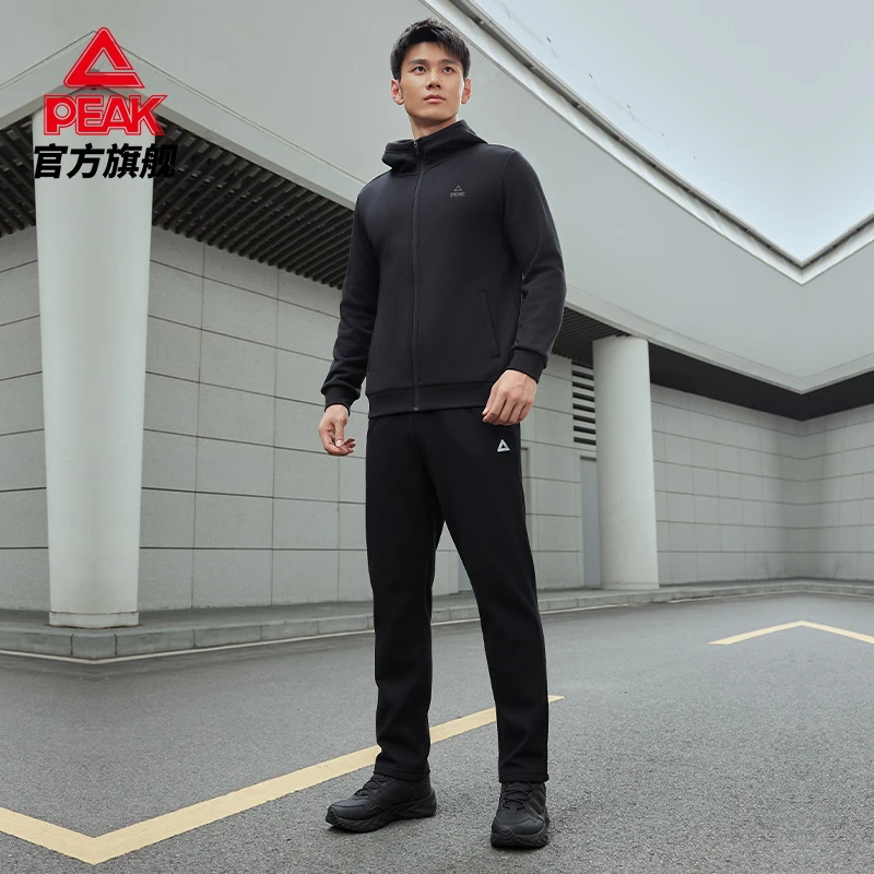 运动加绒两件套男 加绒外套 + 针织长裤 秋冬保暖休闲套装