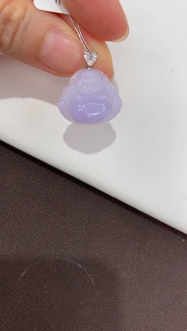 翡翠18K金镶嵌颈饰天然缅甸a货翡翠