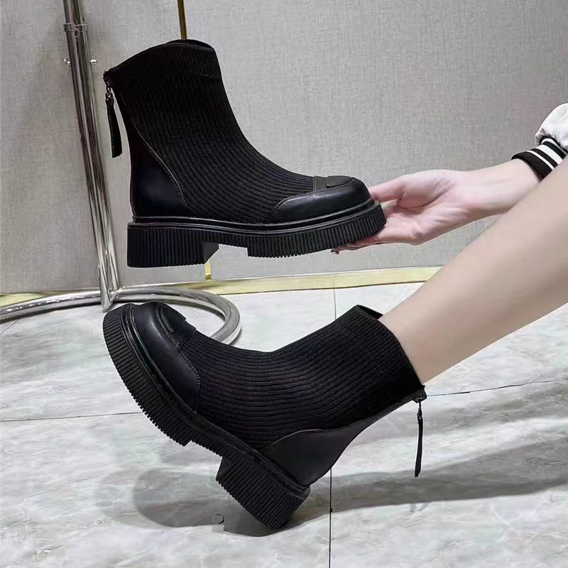 54595  新款时尚厚底瘦瘦时装短靴四季款