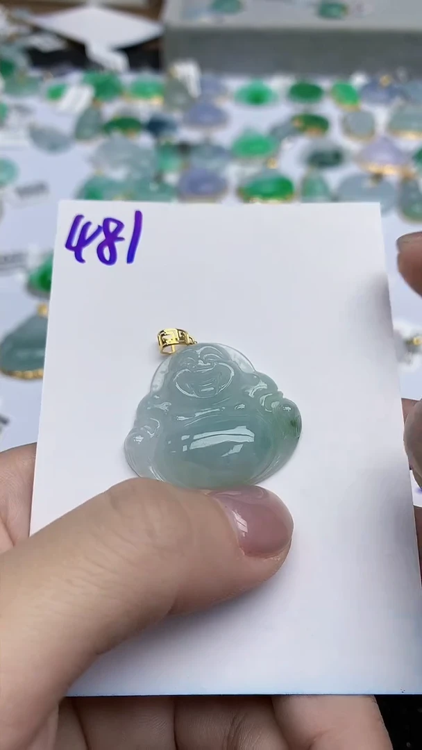 【闪购商品】翡翠挂件18K金镶嵌天然翡翠A货