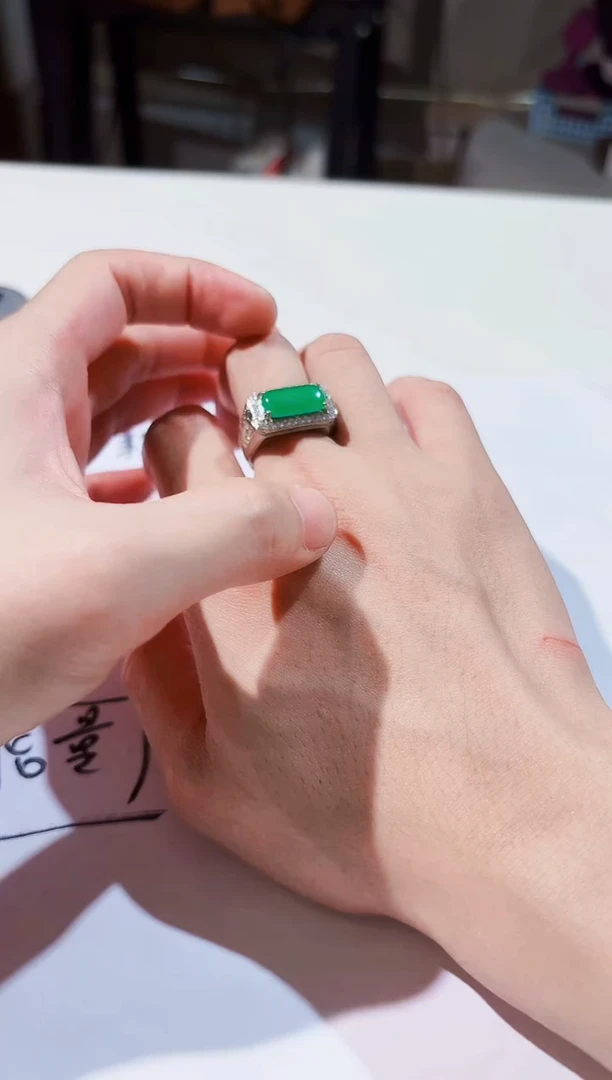 翡翠戒指14K金镶嵌天然A货翡翠a货戒指多样性发货9007