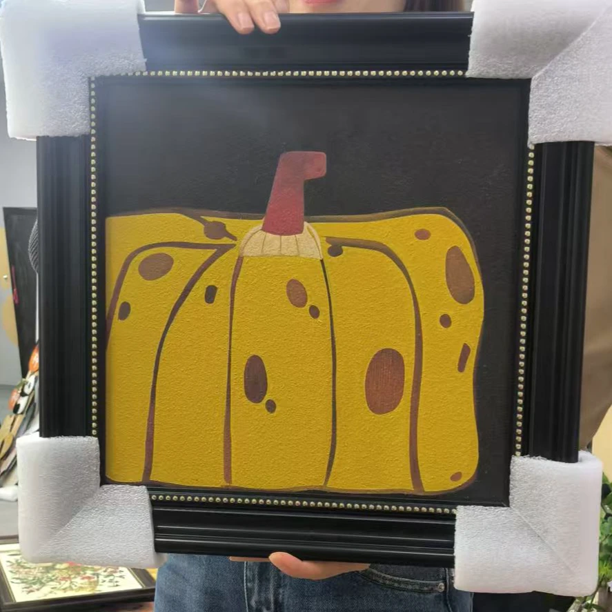 法式中古风挂画客厅抽象背景墙南瓜美式卧室装饰画餐厅墙面4040