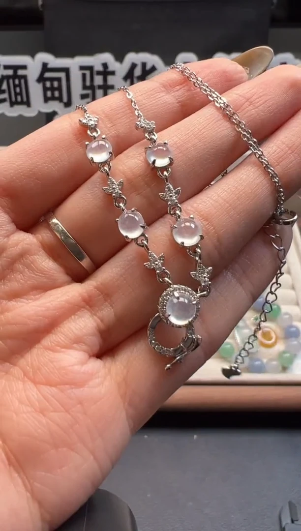 项链银S925镶嵌翡翠 缅甸珠宝严选