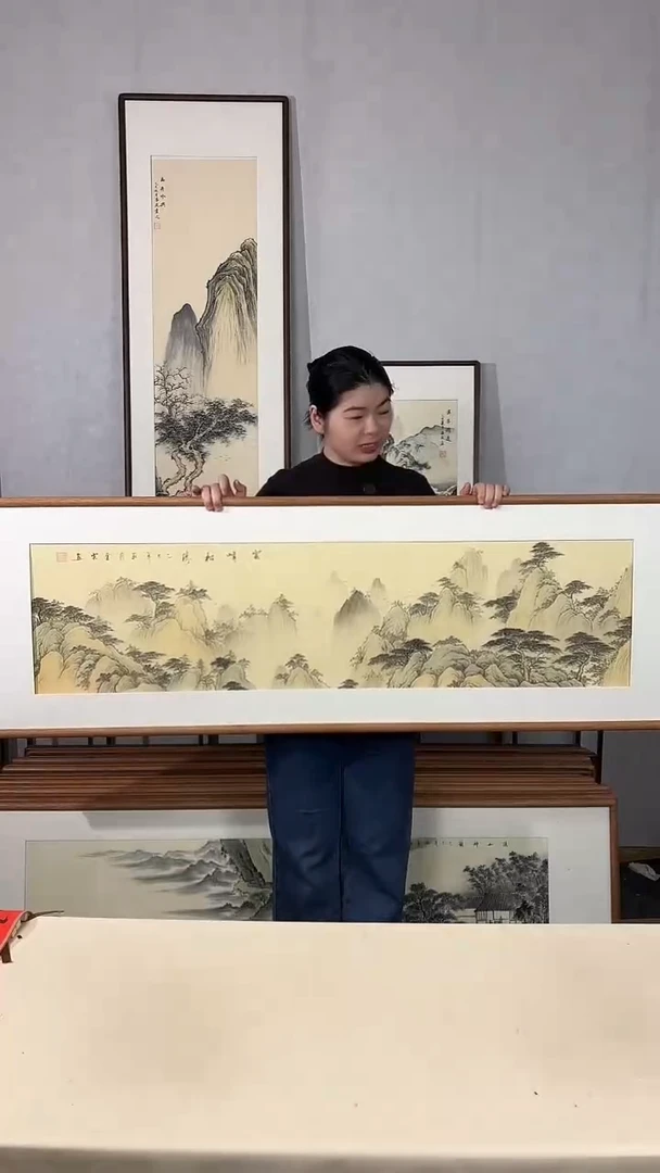 国画手绘*云峰松涛*52*172cm带框发货