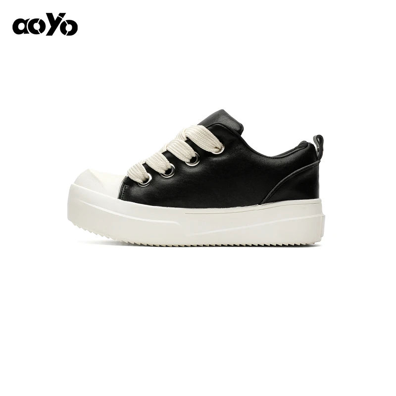 aoyo秋冬新款翘头胖丁面包鞋 百搭休闲运动时尚增高厚底潮流板鞋