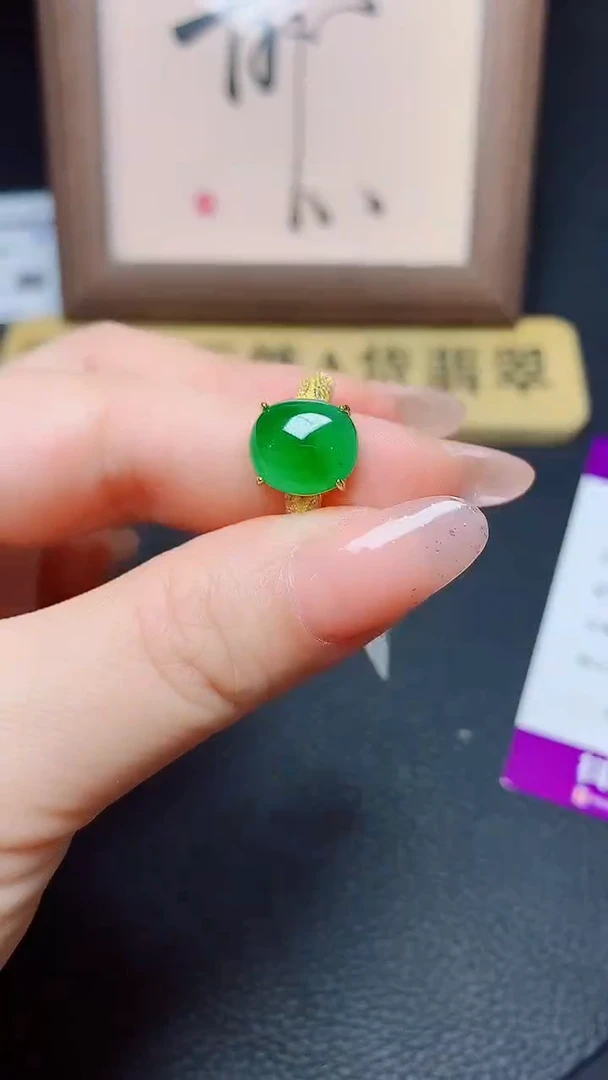 银S925镶嵌戒指翡翠天然翡翠A货s925银镶