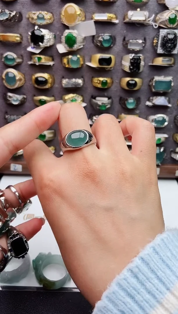 未镶嵌戒指翡翠天然翡翠男戒