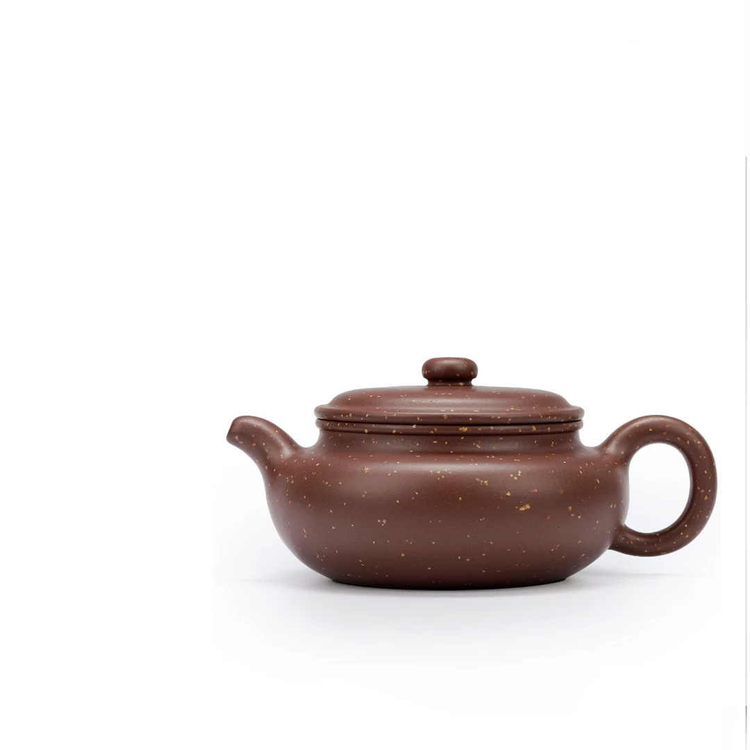 柿园-刘欣《大口扁腹》紫泥铺砂150cc 紫砂壶（吴界明弟子）全手工