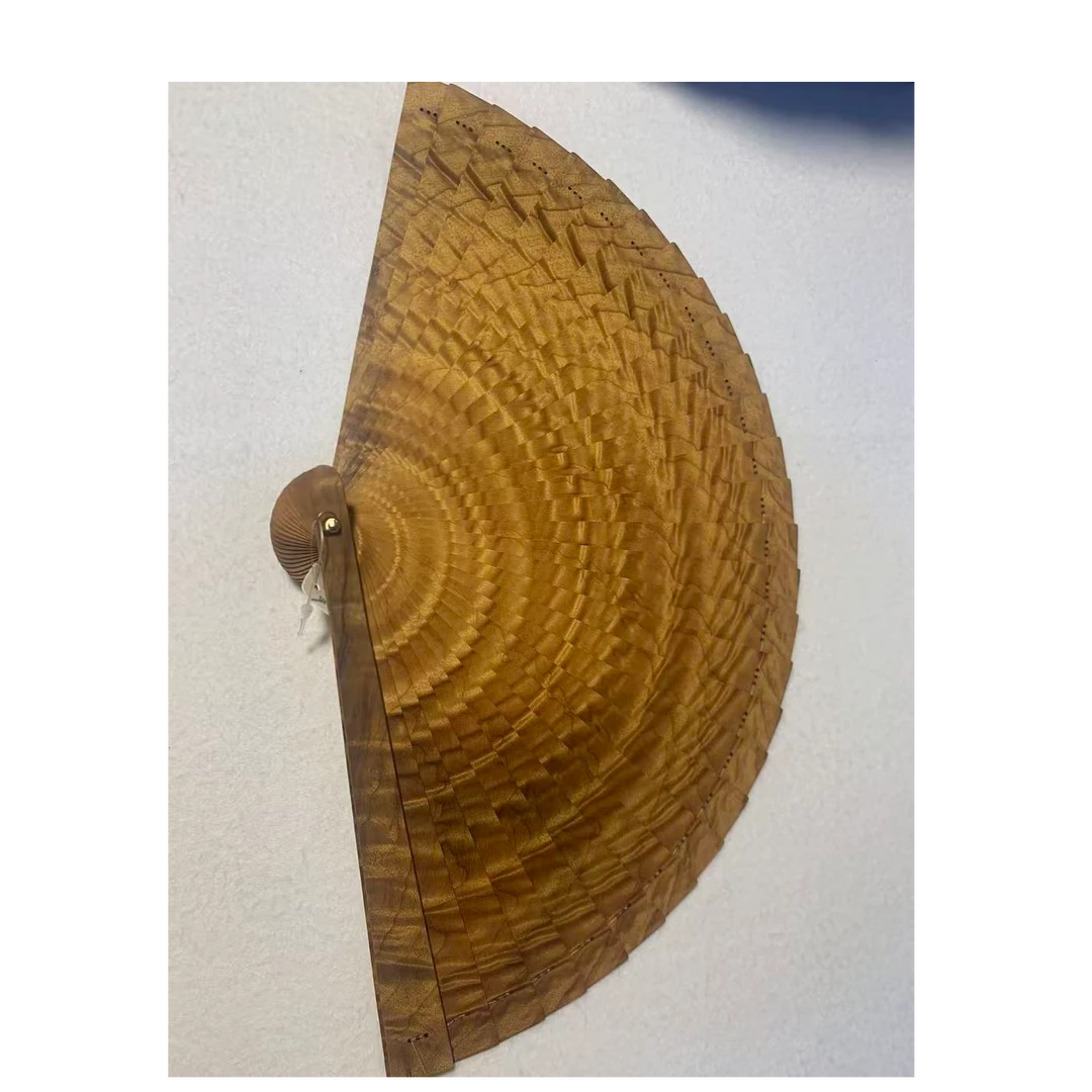 金丝楠木小叶苏扇折扇水波带闪电纹21cm扇子金丝楠木扇子