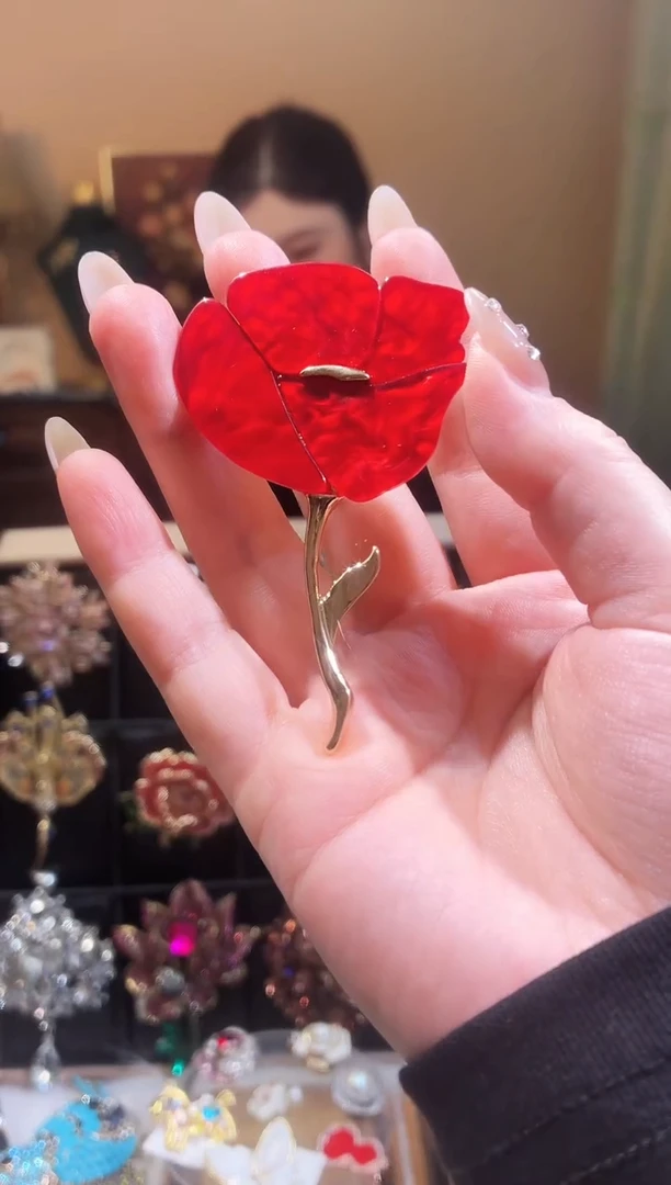 合成立方氧化锆铜合金一朵大红花