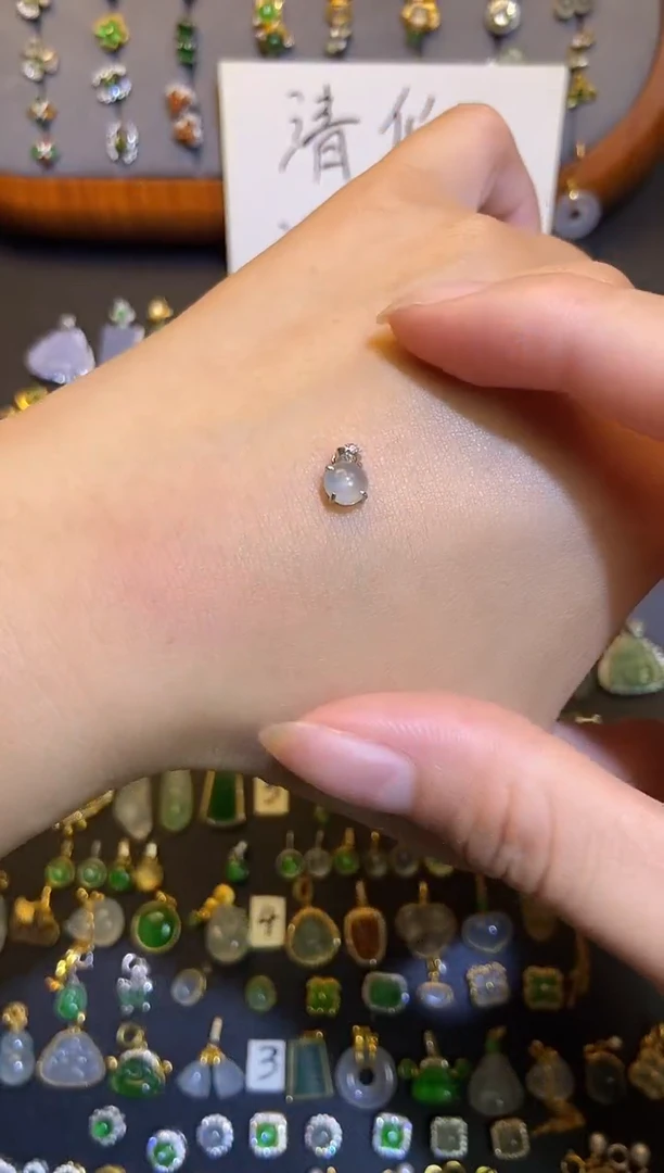 翡翠银S925镶嵌吊坠(不含链)1